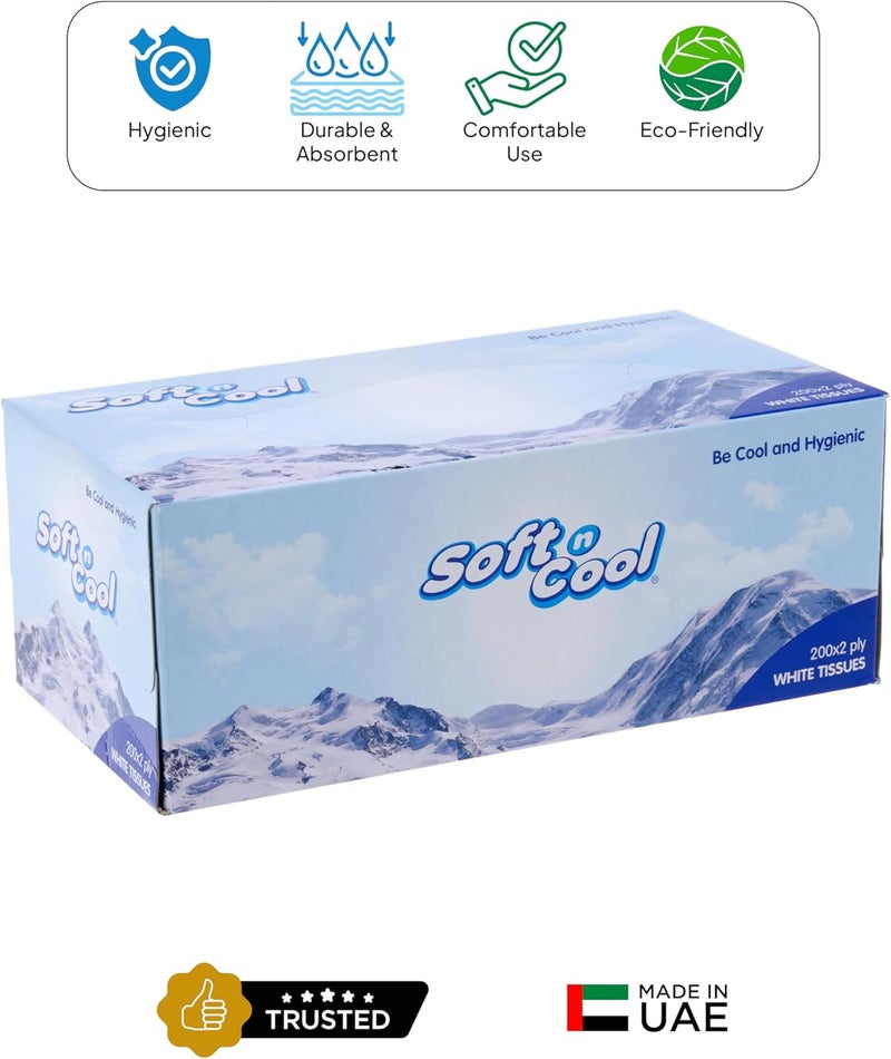 Soft N Cool White Facial Tissue 2 Ply - Pack of 5 Boxes - Image 3